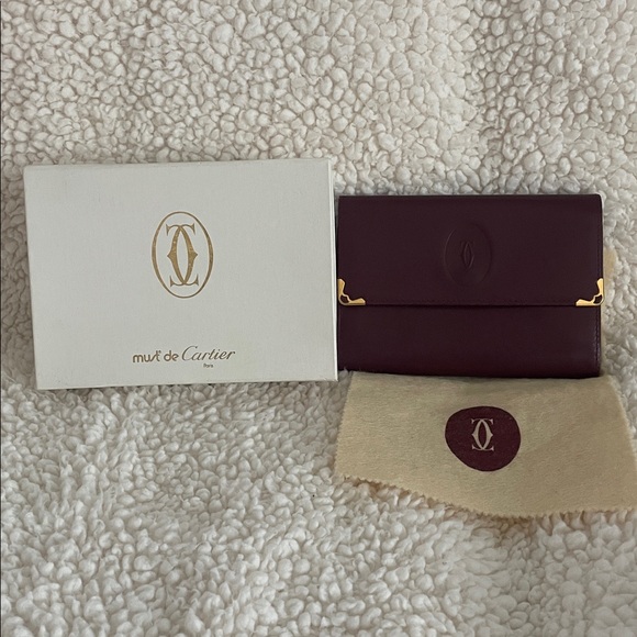 Cartier Deep Burgundy Leather Wallet - Picture 1 of 7